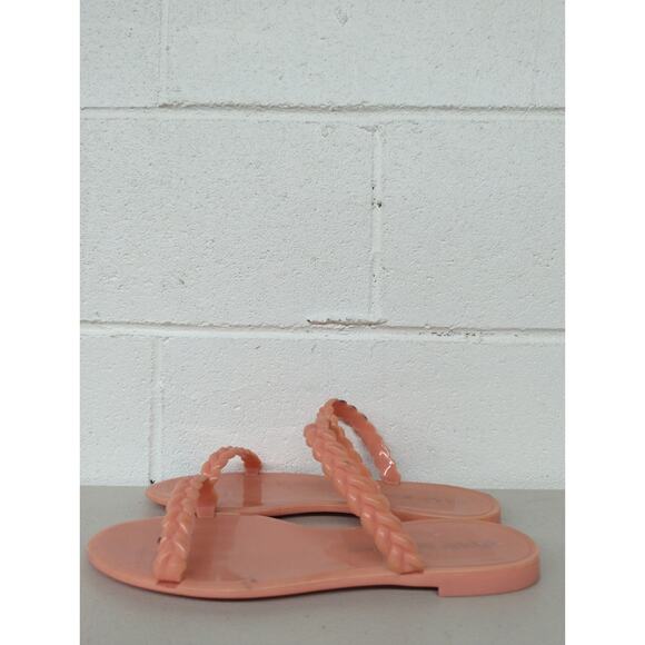 Stuart WEITZMAN sz 10 salmon sandal flip flop slide solid pink braided sawyer - Picture 3 of 9